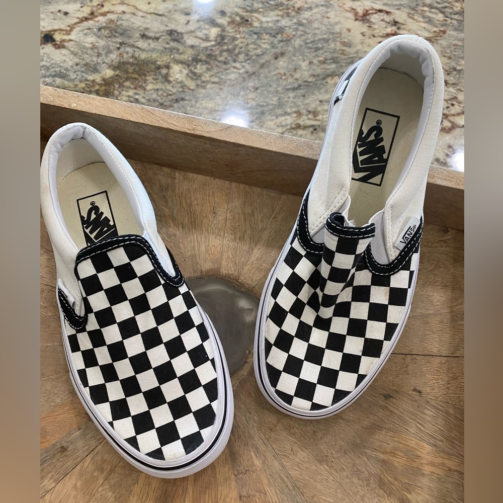 Vans Slip-On Checkerboard Skate Shoe - Black / White